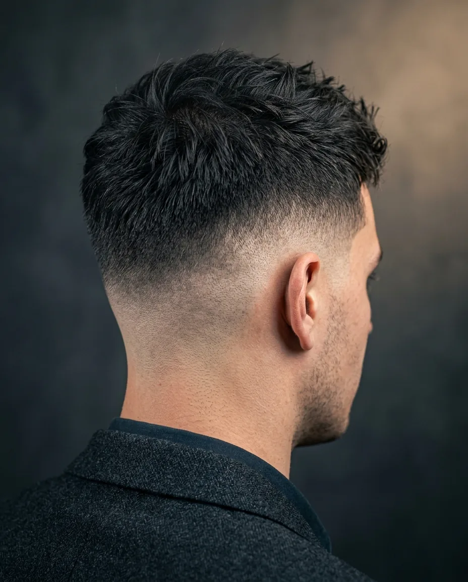 Corte masculino com degradê executado por aluno do curso de barbeiro