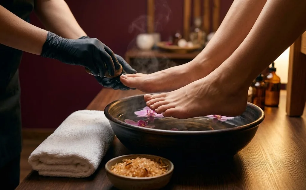 Aula de SPA dos pés no curso de manicure e pedicure